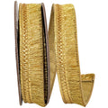 Gold Velvet Fringe Ribbon – 7/8” x 5yd – Reliant Ribbon Plush Deluxe Wired Edge Trim, Holiday Craft Ribbon, Gift Wrapping Fringe Trim.