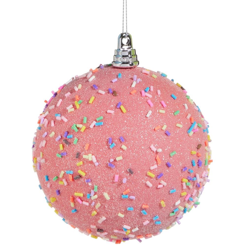4" Sprinkled Ball Ornaments – Set of 4 | Choose Pink, Blue or Green | Candy Christmas Tree Decor, Sweet Themed Holiday Ornament