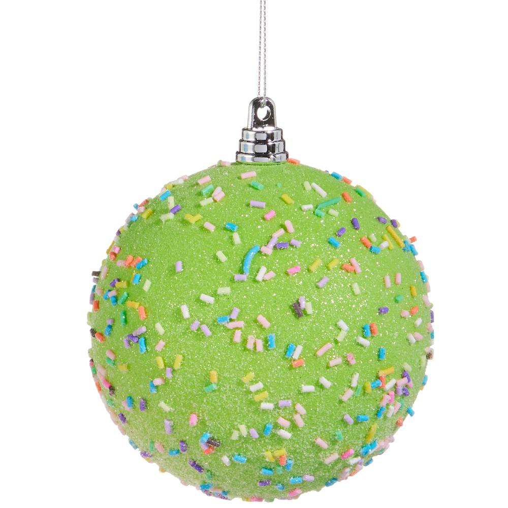 4" Sprinkled Ball Ornaments – Set of 4 | Choose Pink, Blue or Green | Candy Christmas Tree Decor, Sweet Themed Holiday Ornament