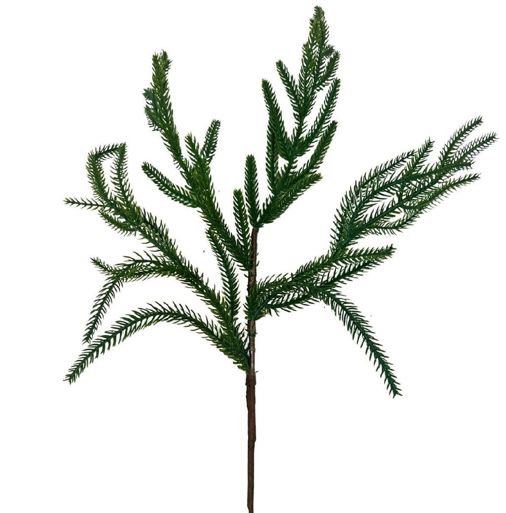 Fresh Touch Norfolk Pine Spray – 21” (Set of 2) – Real-Touch Greenery Stems, Artificial Winter Pine, Christmas Tree Filler