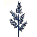31” Midnight Blue Sequin Coral Leaf Spray – Luxury Christmas Stem, Ocean-Inspired Holiday Pick, Glam Tree Filler, Jewel-Tone Décor.
