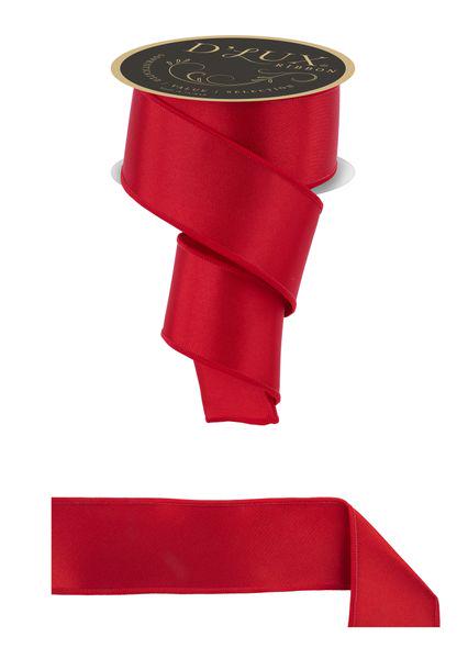 2.5" x 10yd Red Satin Fused Double Sided Wired Ribbon – Elegant Christmas Craft Bow Ribbon