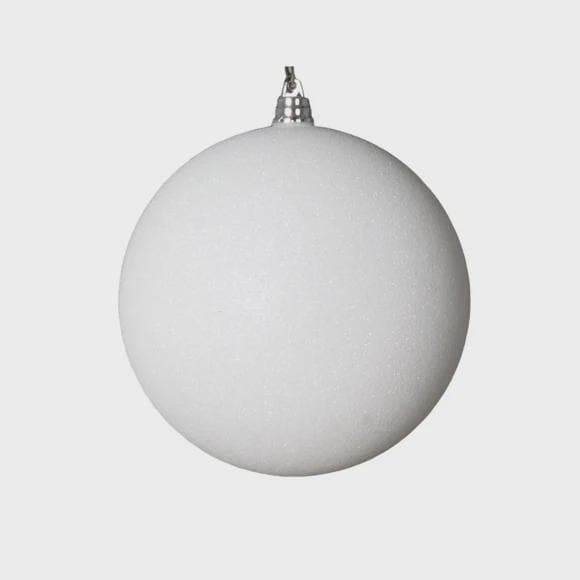 White Glitter Christmas Ornament – 6" Farrisilk Holiday Ball Decoration Set of 2 -6" (150MM) Ball Ornaments, Modern Holiday Christmas