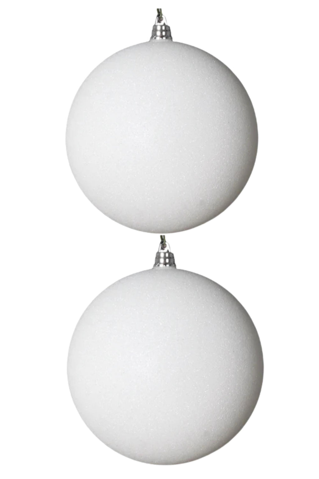 White Glitter Christmas Ornament – 6" Farrisilk Holiday Ball Decoration Set of 2 -6" (150MM) Ball Ornaments, Modern Holiday Christmas