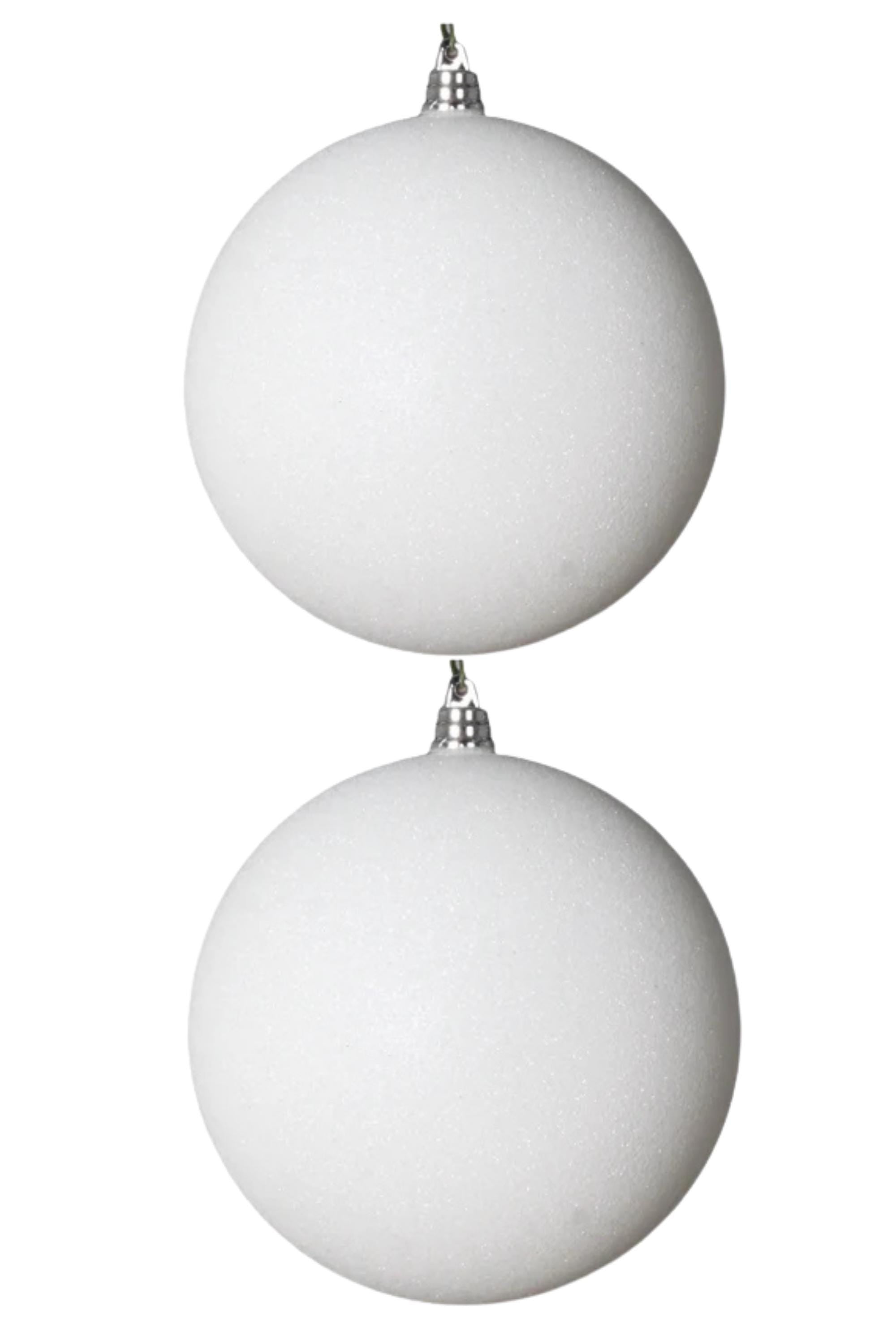 White Glitter Christmas Ornament – 6" Farrisilk Holiday Ball Decoration Set of 2 -6" (150MM) Ball Ornaments, Modern Holiday Christmas