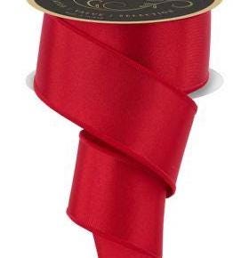2.5" x 10yd Red Satin Fused Double Sided Wired Ribbon – Elegant Christmas Craft Bow Ribbon