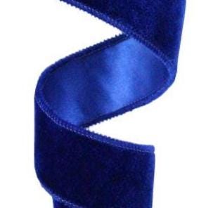 1.5" x 10yd Royal Blue Velvet Ribbon – Wired Deluxe Velvet with Satin Backing