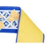 2.5" x 10yd Rose Trellis Ribbon – Blue, Yellow & White Wired Designer Ribbon