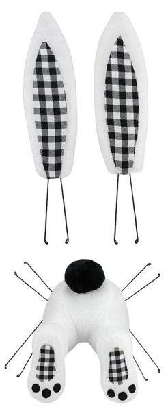 3Pc Bunny Butt Easter Wreath Kit | 25"H x 12"L Bunny Decor | White and Black Plush Bunny Bottom with Ears & Feet | Spring Door Decor