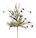 Blue 24" Wildflower Spray with Fabric Flowers, EVA Leaves & Beads, Faux Floral Pick for Wreaths, Bouquets, Spring Decor