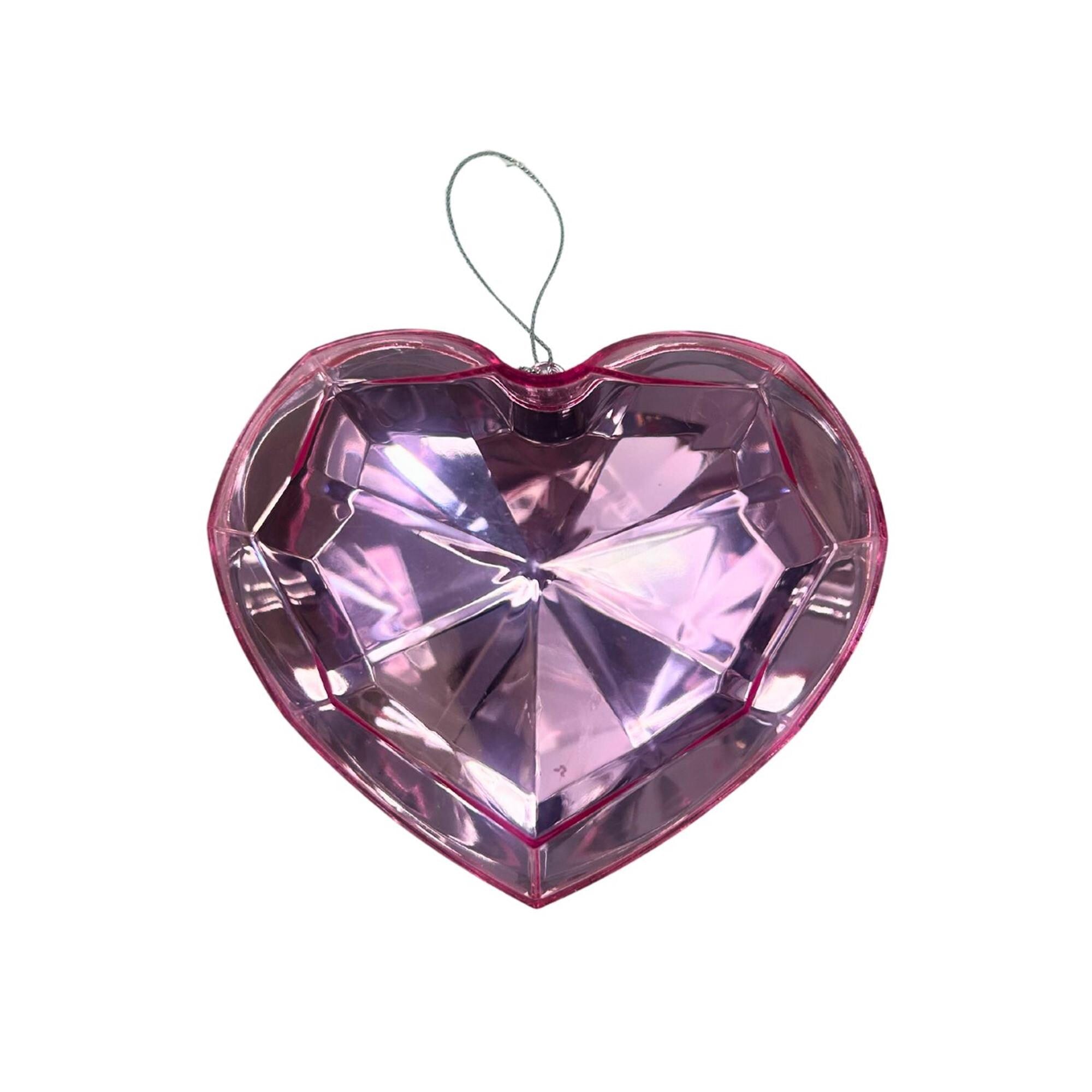 Heart Diamond Ornament – 4.7"x2.8"x4" – Red or Pink Acrylic Valentine's Day Decoration