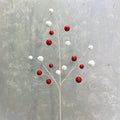 Whimsical Glitter Ball Spray – 33" Red & White Holiday Pick, Valentines Spray, Patriotic Pick