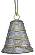 Rustic Tin Bell with Gold Accents – 8" Hanging Farmhouse Christmas Decor