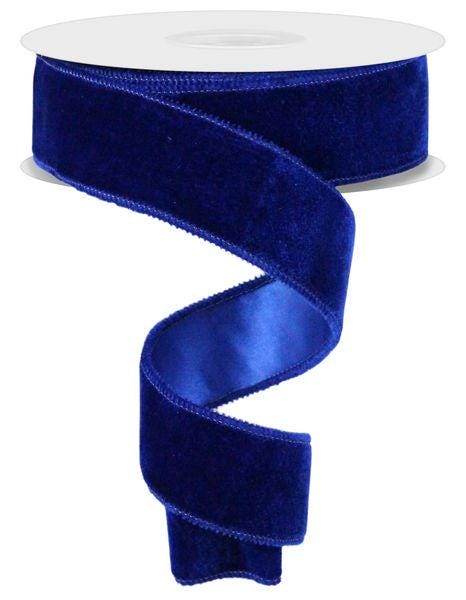 1.5" x 10yd Royal Blue Velvet Ribbon – Wired Deluxe Velvet with Satin Backing