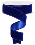 1.5" x 10yd Royal Blue Velvet Ribbon – Wired Deluxe Velvet with Satin Backing