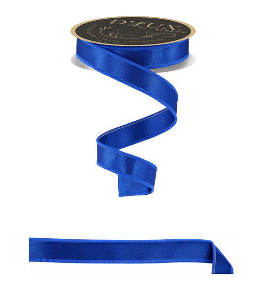 7/8" x 10yd Royal Blue Satin Fused Ribbon – Wired Double-Sided Craft Ribbon