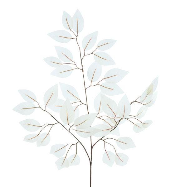 23" Ficus Leaf Spray – Bundle of 12 | Faux Greenery Stem | White | DIY Floral, Wreath, Centerpiece, Home Decor
