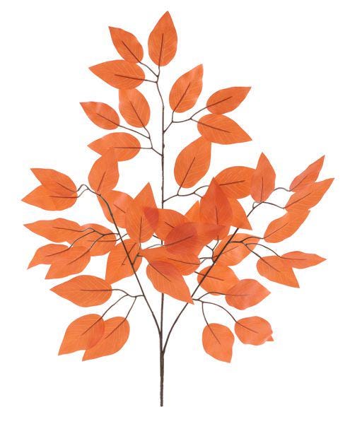 23" Ficus Leaf Spray – Bundle of 12 | Faux Greenery Stem | Orange | DIY Floral, Wreath, Centerpiece, Home Decor