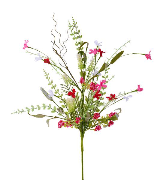 24" Wildflower Spray with Fabric Flowers, EVA Leaves & Beads, Faux Floral Pick for Wreaths, Bouquets, Spring Decor