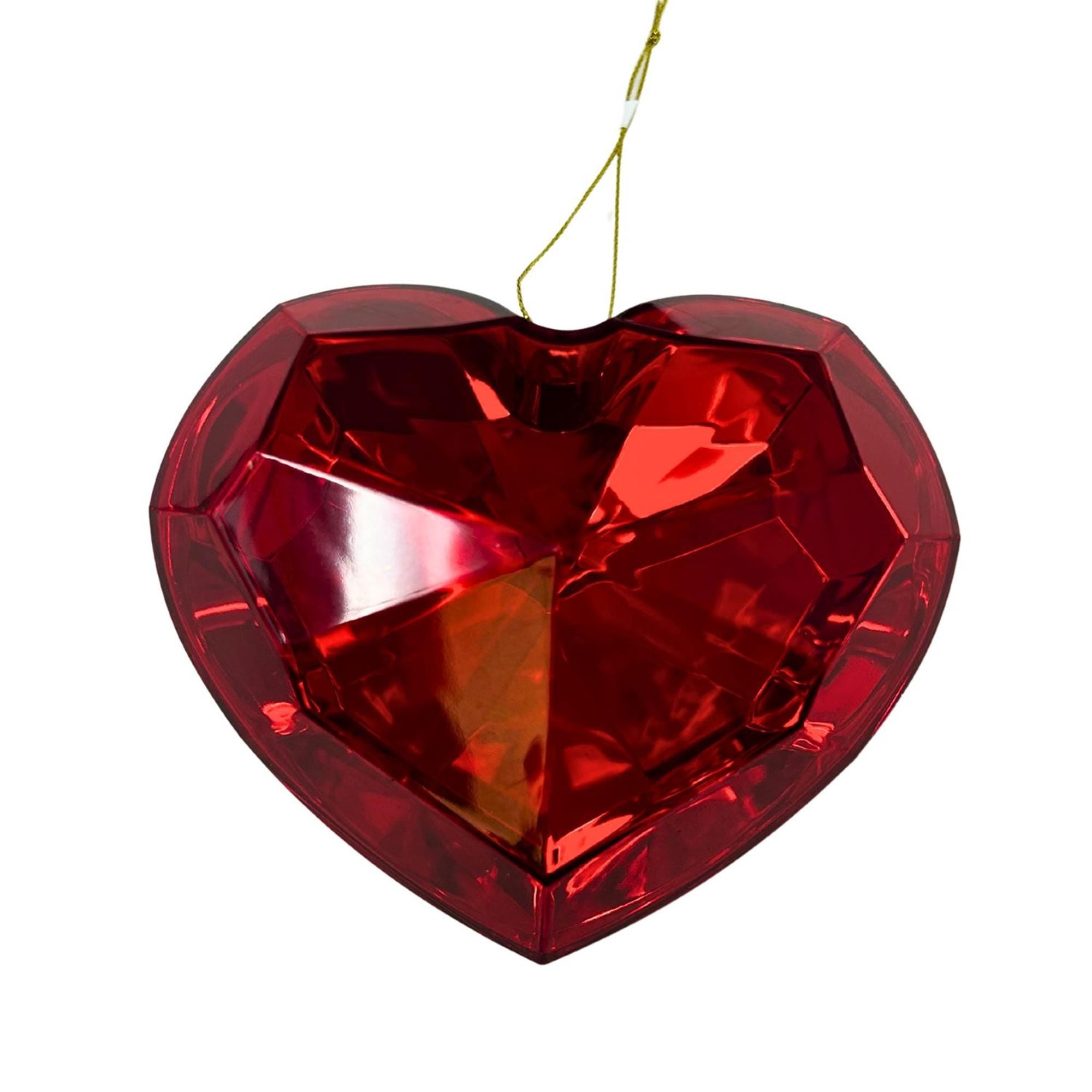 Heart Diamond Ornament – 4.7"x2.8"x4" – Red or Pink Acrylic Valentine's Day Decoration