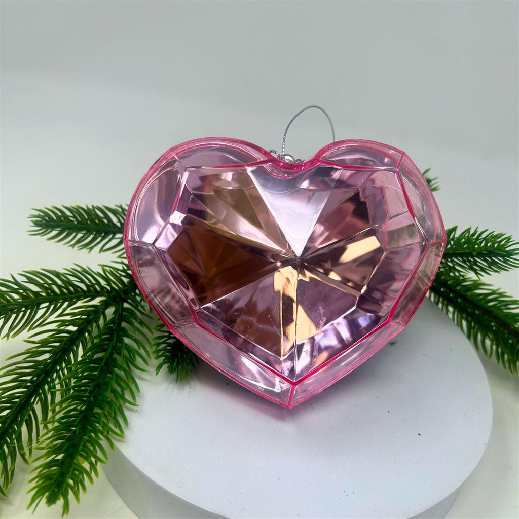 Heart Diamond Ornament – 4.7"x2.8"x4" – Red or Pink Acrylic Valentine's Day Decoration