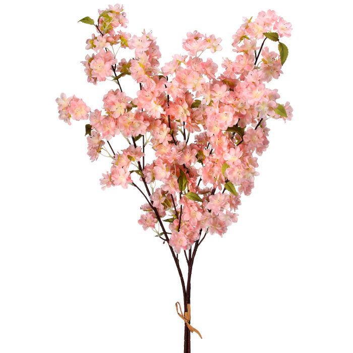 43" Pink Cherry Blossom Bundle, Set of 3 Faux Flower Stems, Spring Floral Branches, Artificial Blossoms for Vase, Wedding or Home Decor