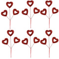 Set of 6 – Red Glitter Open Heart Spray Picks 17", Valentine’s Day Decoration, Sparkly Heart Floral Stems for Wreaths, Bouquets, DIY Crafts