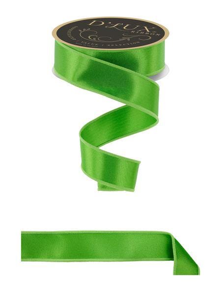 1.5" x 10yd Fresh Green Satin Wired Ribbon – Fused Edge Craft Ribbon for Wreaths, Bows, Gift Wrapping, St. Patrick’s Day & Spring Decor