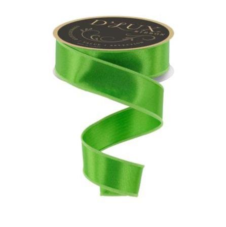1.5" x 10yd Fresh Green Satin Wired Ribbon – Fused Edge Craft Ribbon for Wreaths, Bows, Gift Wrapping, St. Patrick’s Day & Spring Decor