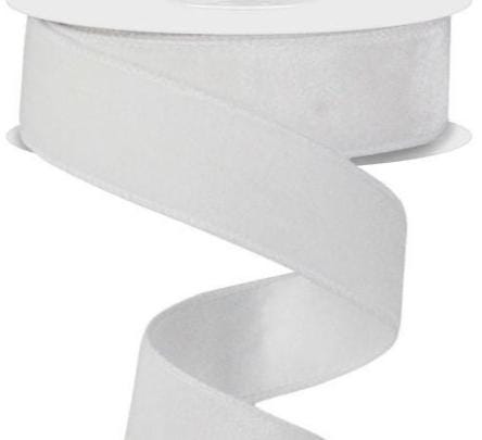 1.5" x 10yd White Velvet Ribbon with Satin Backing – Wired Elegant Ribbon for Wedding Decor, Bows, Wreaths, Gift Wrapping and Craft Projects