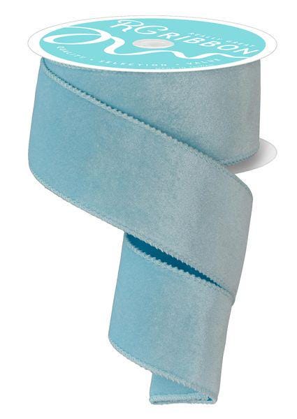 2.5" x 10yd Ice Blue Velvet Ribbon with Satin Backing – Wired Winter Ribbon for Bows, Wreaths, Baby Shower, Gift Wrapping, and DIY Crafts