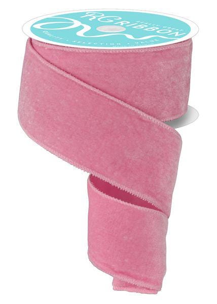 2.5" x 10yd Light Pink Velvet Ribbon with Satin Backing – Wired Ribbon for Baby Shower, Valentine’s Day, Bows, Wreaths & Gift Wrapping