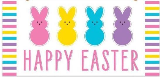 Happy Easter Bunny Sign – 12.5"x6" Colorful Pastel Wreath Sign | Easter Porch Door Decor