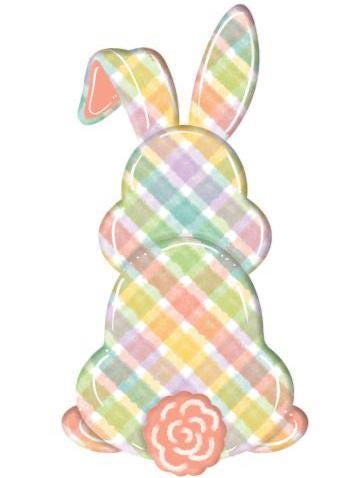 Plaid Bunny Bottom Sign – 15" Easter Wreath Attachment | Spring Pastel Bunny Decor | Bunny Butt Door Hanger | Plaid Bunny