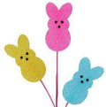 24" Glitter Bunny Spray – Pink, Yellow, Blue | Easter Wreath Pick | Spring Bunny Stem | Glitter Peeps Décor | Easter Basket or Centerpiece