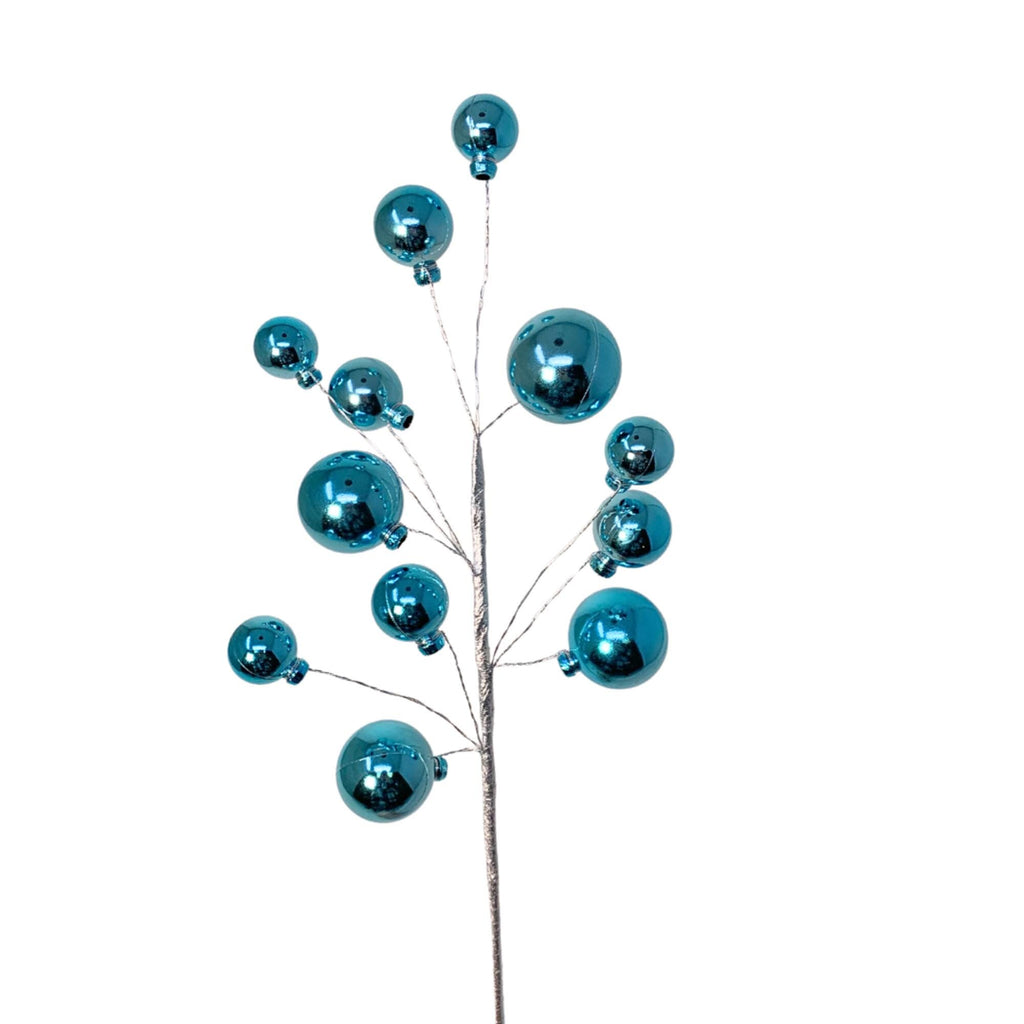Elegant Ball Pick 16” – Blue | Decorative Holiday Spray for Wreaths, Garlands, Christmas Tree Décor, Centerpieces Crafts