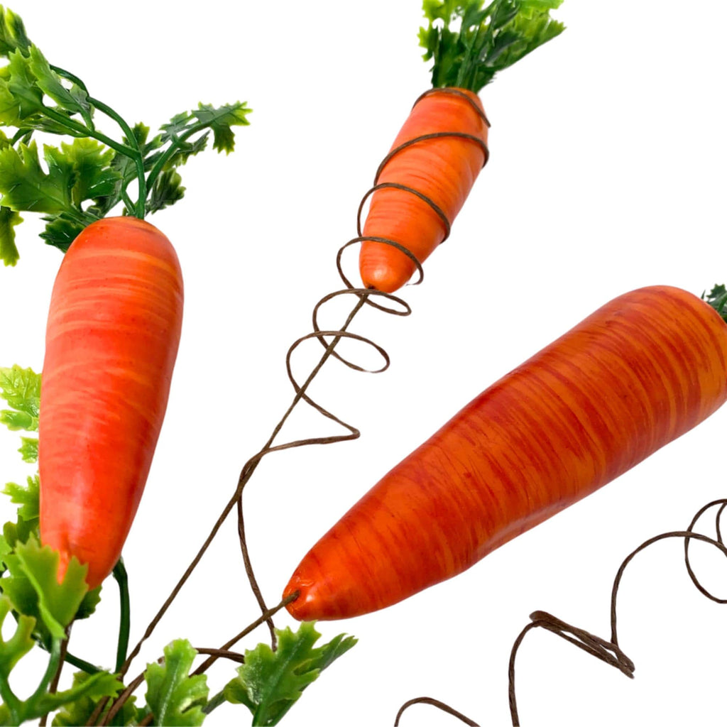 17.5" Orange Carrot Spray – Faux Carrots with Greenery & Twists | Easter Wreath Filler | Farmhouse Spring Carrot Pick Decoration