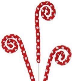31" Red & White Polka Dot Curl Spray – Wired Spiral Wreath Pick | Christmas Valentine Deco Mesh Accent | Whimsical Wreath Supply