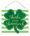 10" Shake Your Shamrock Sign – St. Patrick's Day Glitter Wreath Sign, Green Clover Door Hanger, Irish Party Decor, Funny Shamrock Wall Sign