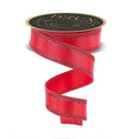 1.5" x 10yd Red Glitter Edge Wired Ribbon – Vertical Glitter Stripe Fused Ribbon for Bows, Wreaths, Gift Wrapping, Valentines, Holiday Decor