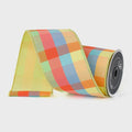 Farrisilk Easter Checks Ribbon – Multi Color Plaid 4" x 10yd | Wired Spring Ribbon for Bows, Wreaths, & Decor