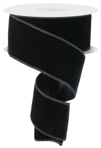 2.5" x 10yd Black Velvet Wired Ribbon – Luxury Soft Touch Ribbon for Wreaths, Bows, Halloween, Christmas, and Elegant Gift Wrapping