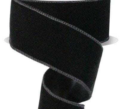 2.5" x 10yd Black Velvet Wired Ribbon – Luxury Soft Touch Ribbon for Wreaths, Bows, Halloween, Christmas, and Elegant Gift Wrapping