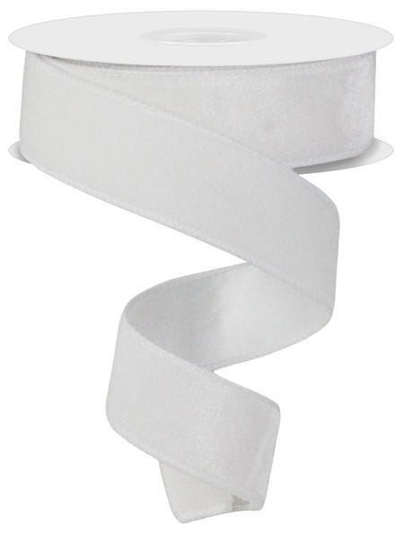 1.5" x 10yd White Velvet Ribbon with Satin Backing – Wired Elegant Ribbon for Wedding Decor, Bows, Wreaths, Gift Wrapping and Craft Projects
