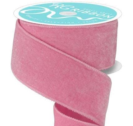 2.5" x 10yd Light Pink Velvet Ribbon with Satin Backing – Wired Ribbon for Baby Shower, Valentine’s Day, Bows, Wreaths & Gift Wrapping