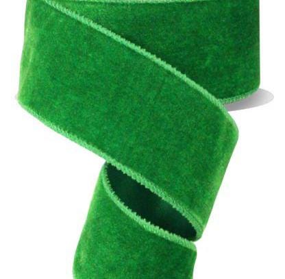 2.5" x 10yd Green Velvet Ribbon with Satin Backing – Wired Ribbon for St. Patrick’s Day, Christmas, Wreaths, Gift Wrapping & Bows