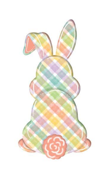 Plaid Bunny Bottom Sign – 15" Easter Wreath Attachment | Spring Pastel Bunny Decor | Bunny Butt Door Hanger | Plaid Bunny