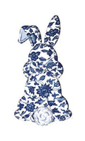 Chinoiserie Bunny Bottom Wreath Sign – 15" Blue & White Easter Bunny Butt | Metal Wreath Attachment | Spring Door Hanger | Bunny Rear Sign