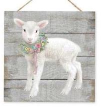 10" Easter Animal Wreath Sign – Choose Bunny, Chick, or Lamb | Farmhouse Spring Sign | Rustic Easter Décor | Pastel Floral Wreath Attachment