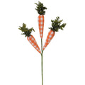 18.5" Gingham Carrot Spray – Orange Buffalo Check Carrots on Pick | Spring & Easter Wreath Décor | Farmhouse Bunny Carrot Stem